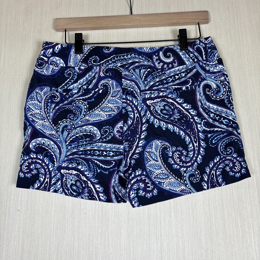 Banana‎ Republic Women's Shorts Sz 4 Blue Purple Paisley Flat Front 3" Inseam - Picture 4 of 8